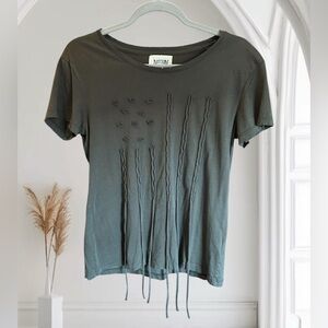 NATION‎ LTD by JEN MENCHCHA Flag Art Tee Army Green Pima Cotton Peru S